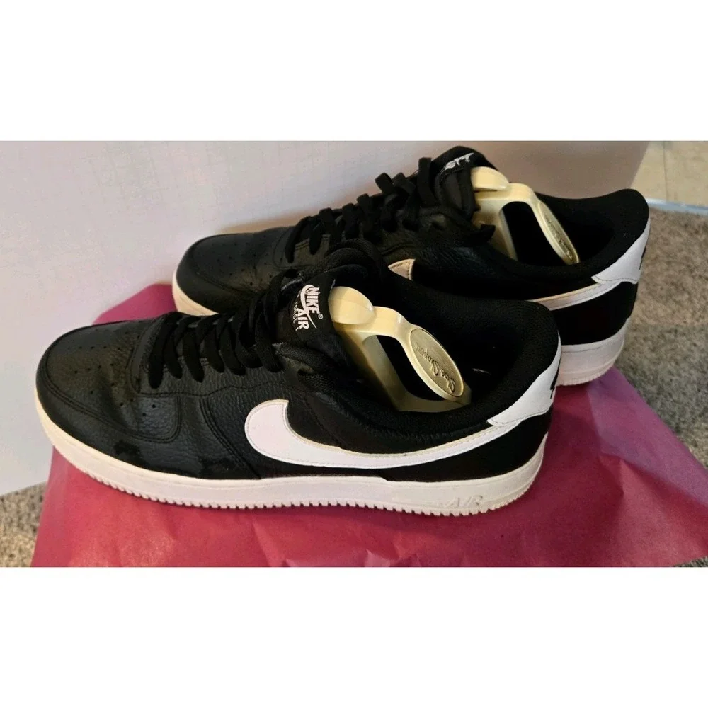 Nike Air Force 1 '07 Blk White Leather Sneakers Men's 12 CT2302-002 Classic AF1